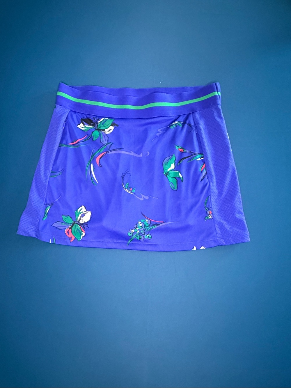 PGA Tour Blue Floral Athletic Skort with Green Accents